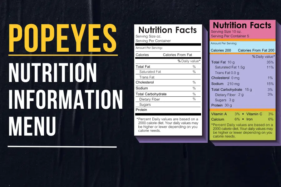 Popeyes Nutrition Information Menu