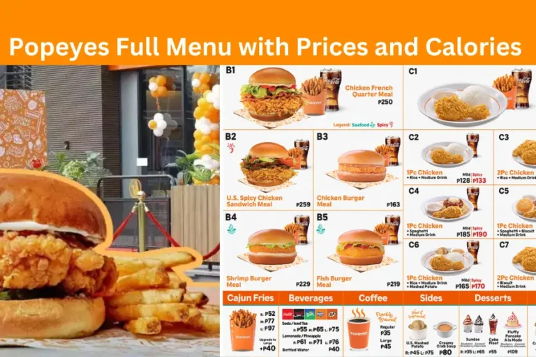 Popeyes Full Menu with Prices and Calories